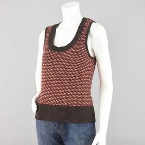 Talbots Brown Angora Wool Blend Woven Sweater Vest Women’s Large